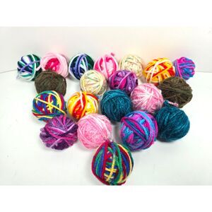 Acrylic Variegated Yarn Sampler Lot Small Balled Various Colors Art Craft Scrap